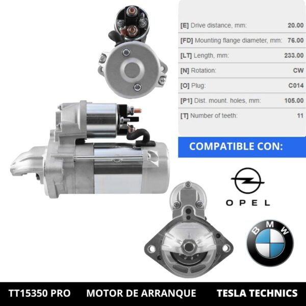 TT15350 PRO, Motor de arranque, 12V, 2KW