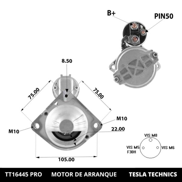 TT16445 PRO, Motor de arranque, 12V, 1.6KW